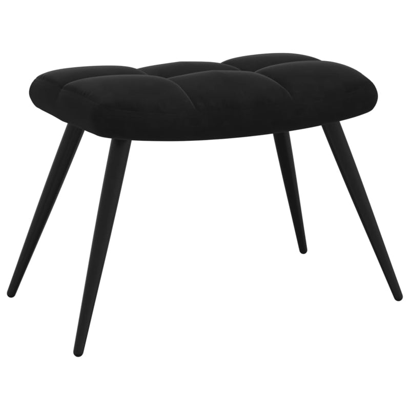 Chaise de relaxation avec repose-pied Noir Velours