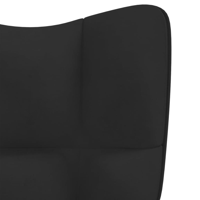 Chaise de relaxation avec repose-pied Noir Velours