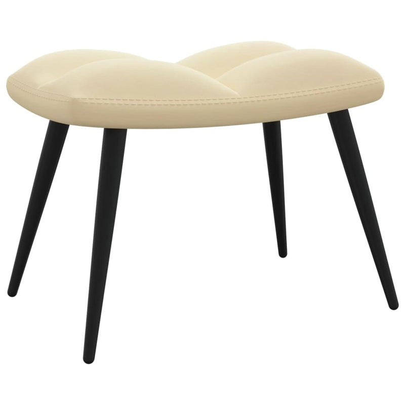 Chaise de relaxation avec repose-pied Blanc crème Velours