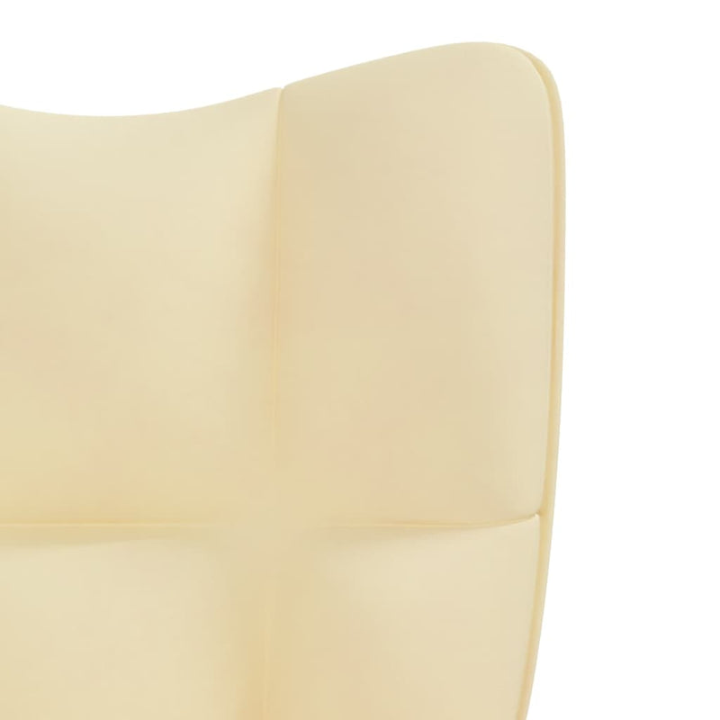 Chaise de relaxation avec repose-pied Blanc crème Velours