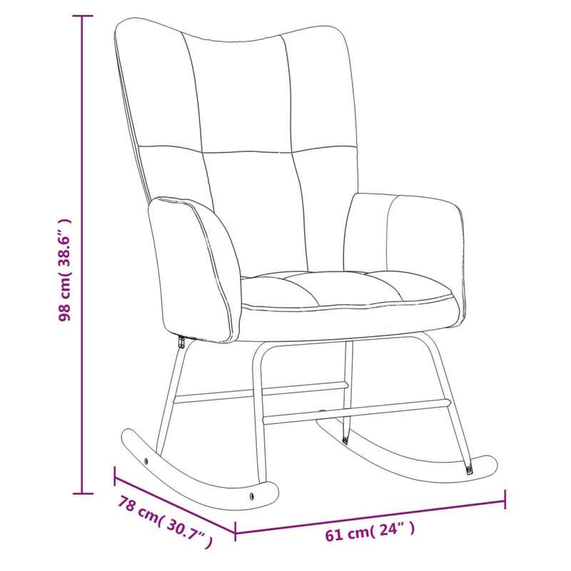 Chaise à bascule avec repose-pied Gris foncé Velours