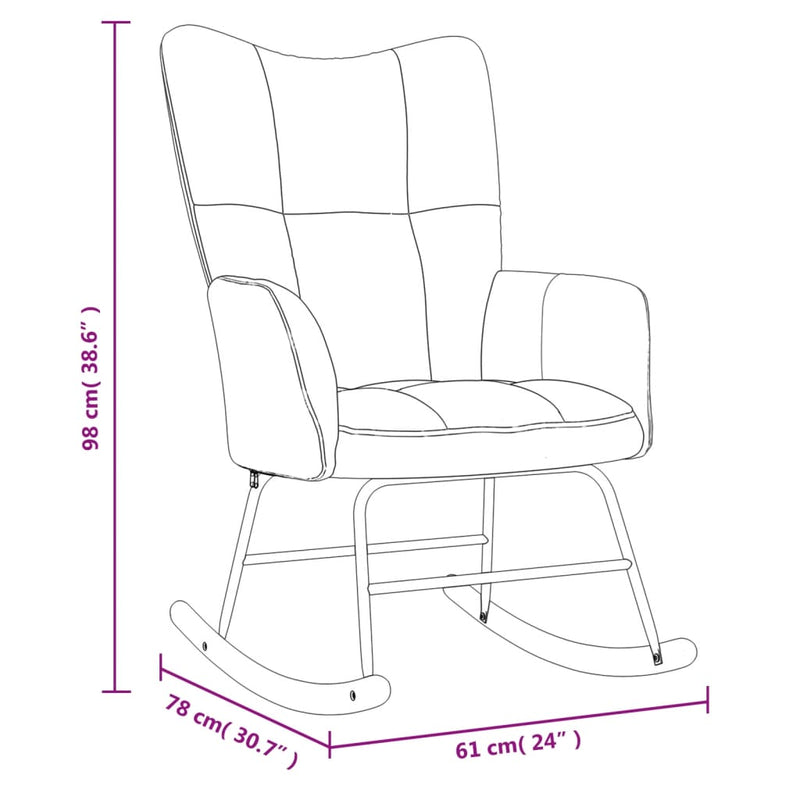 Chaise à bascule avec repose-pied Jaune moutarde Velours