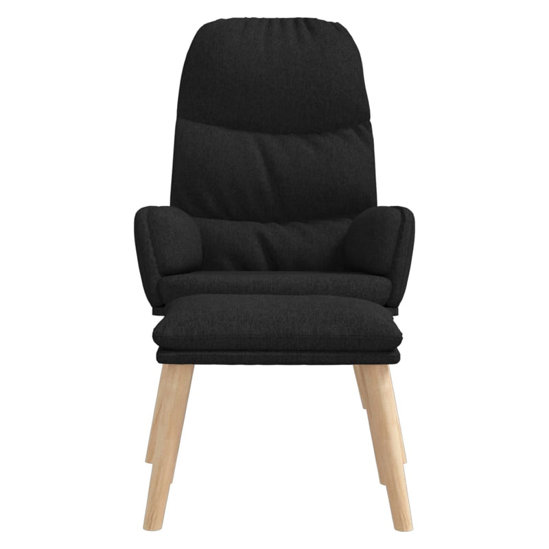 Chaise de relaxation avec tabouret Noir Tissu