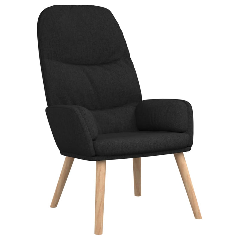 Chaise de relaxation avec tabouret Noir Tissu