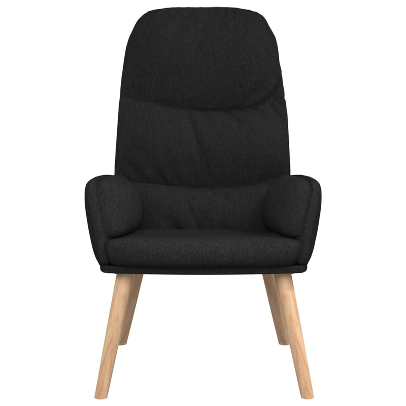 Chaise de relaxation avec tabouret Noir Tissu