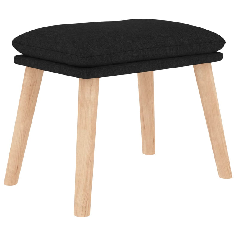 Chaise de relaxation avec tabouret Noir Tissu