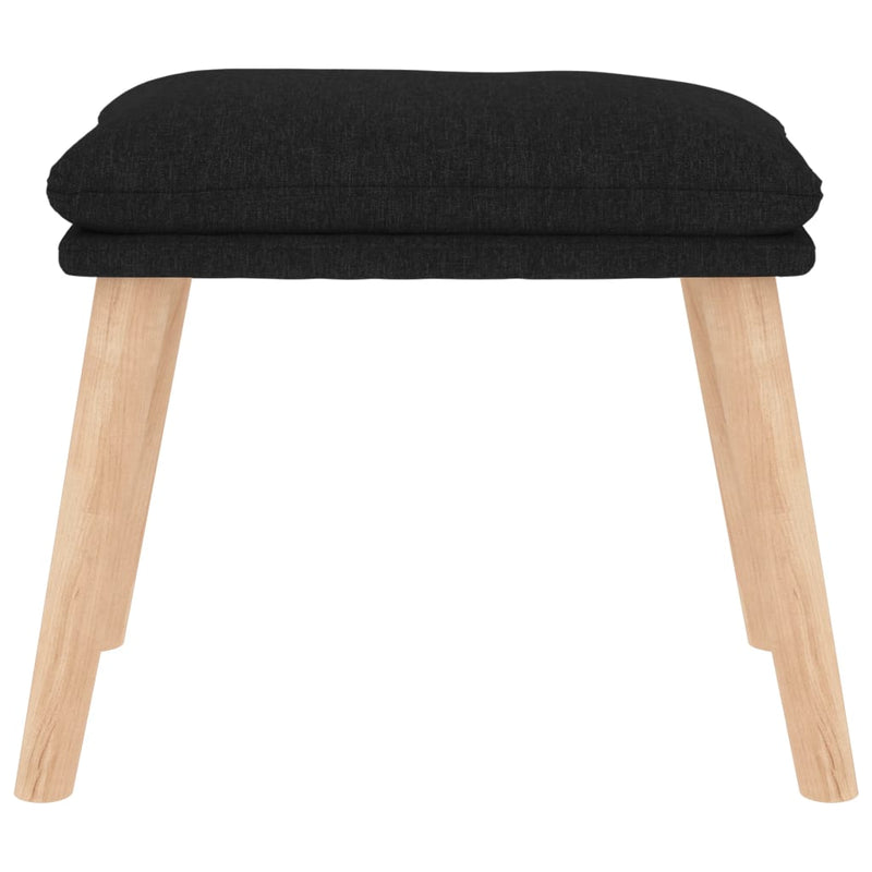 Chaise de relaxation avec tabouret Noir Tissu