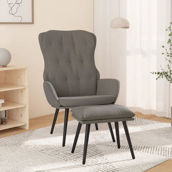 Chaise de relaxation avec repose-pied Gris clair Velours