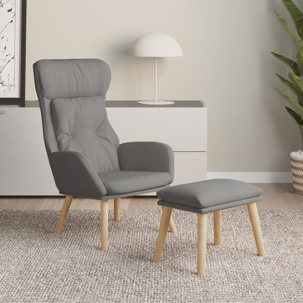 Chaise de relaxation avec repose-pied Gris clair Tissu