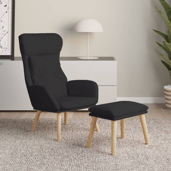 Chaise de relaxation avec repose-pied Noir Tissu