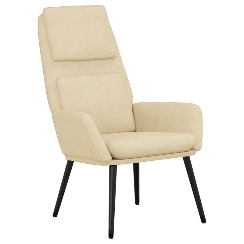 Chaise de relaxation avec tabouret Crème Tissu