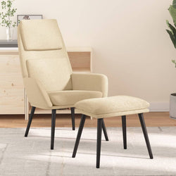 Chaise de relaxation avec tabouret Crème Tissu