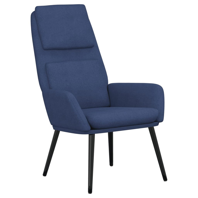 Chaise de relaxation avec tabouret Bleu Tissu