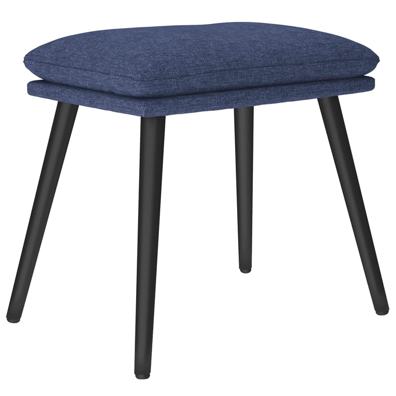 Chaise de relaxation avec tabouret Bleu Tissu