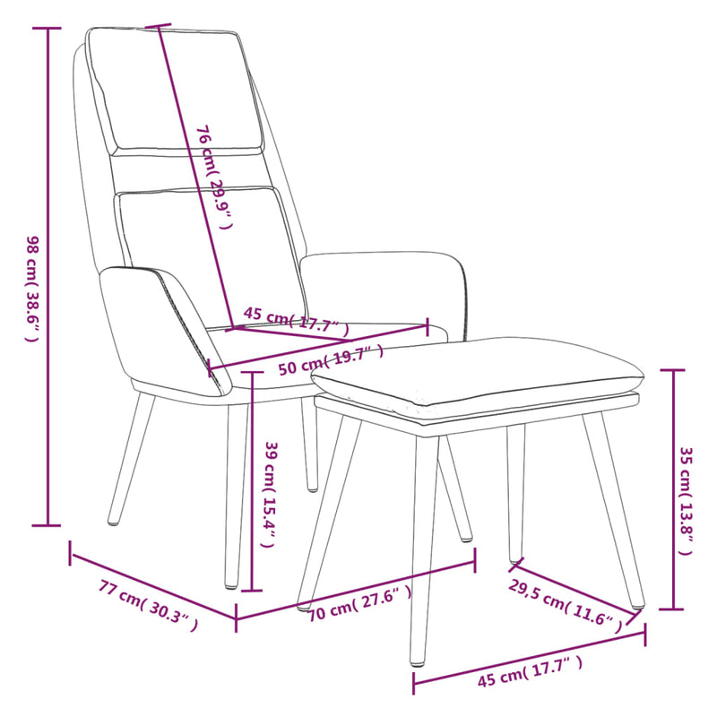 Chaise de relaxation avec tabouret Bleu Tissu