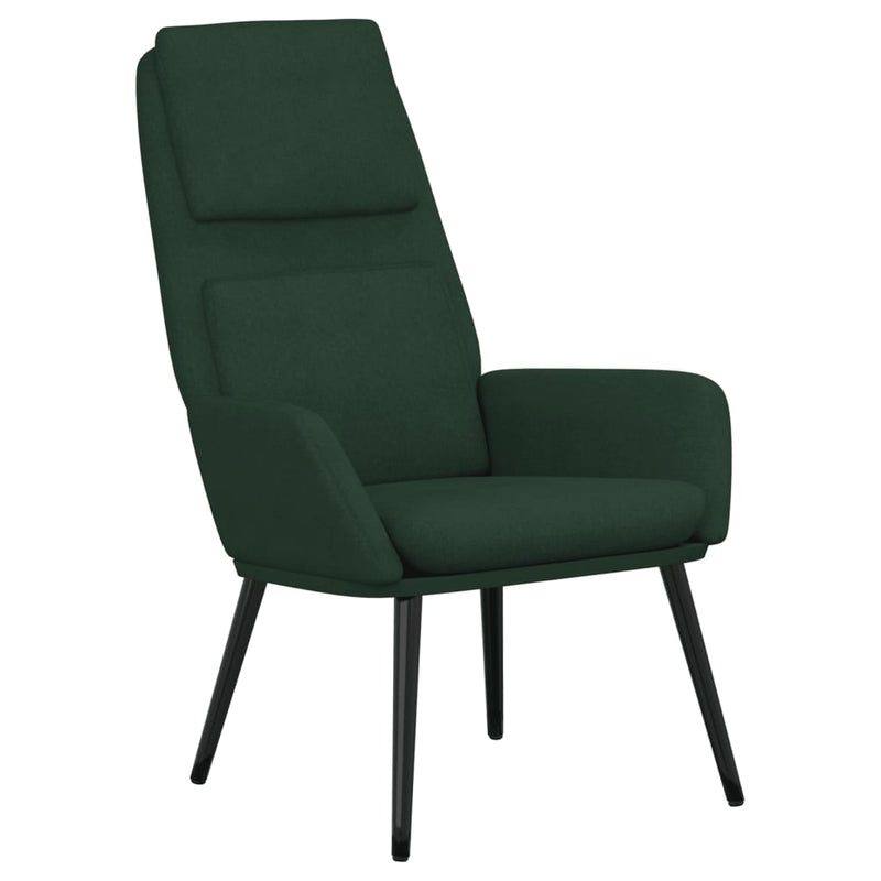 Chaise de relaxation avec tabouret Vert foncé Tissu