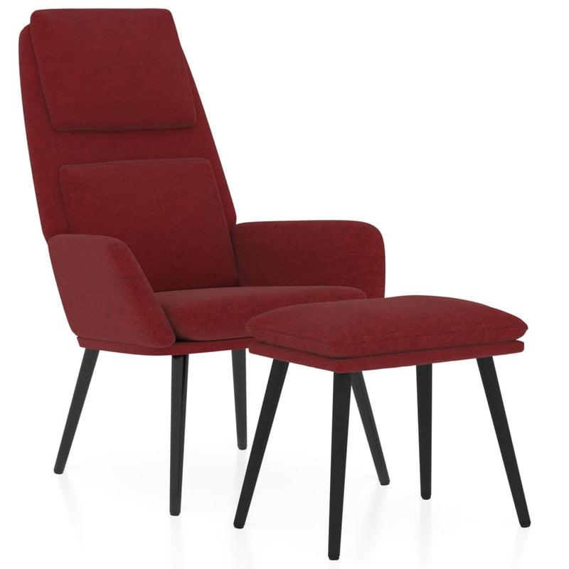 Chaise de relaxation avec tabouret Rouge bordeaux Tissu