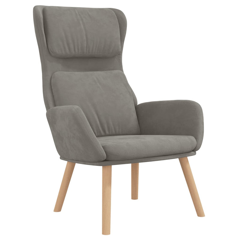 Chaise de relaxation avec tabouret Gris clair Velours