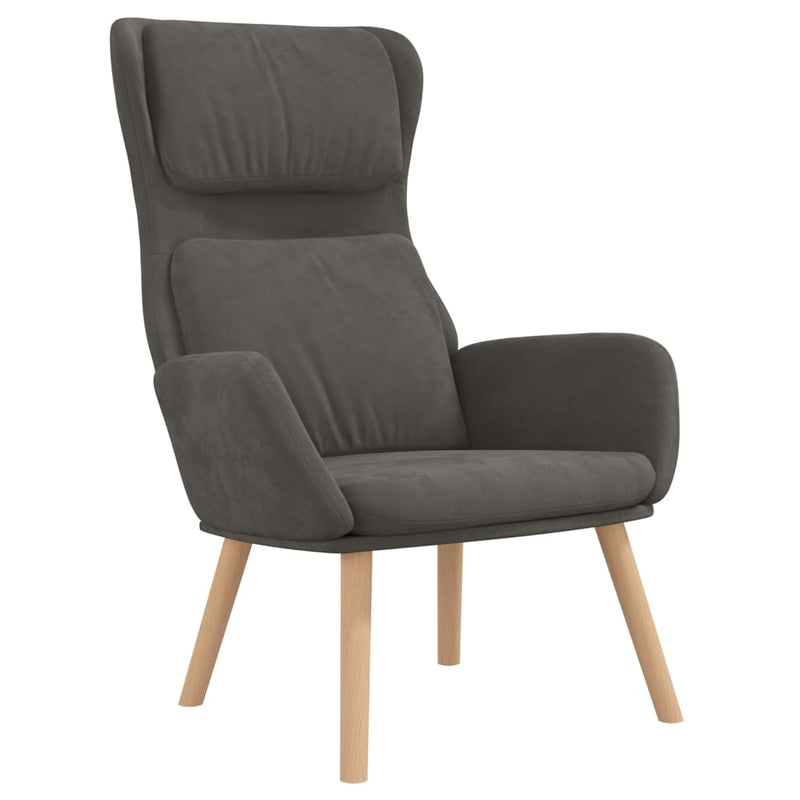 Chaise de relaxation avec tabouret Gris foncé Velours