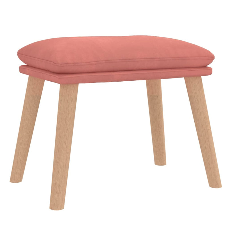 Chaise de relaxation avec tabouret Rose Velours