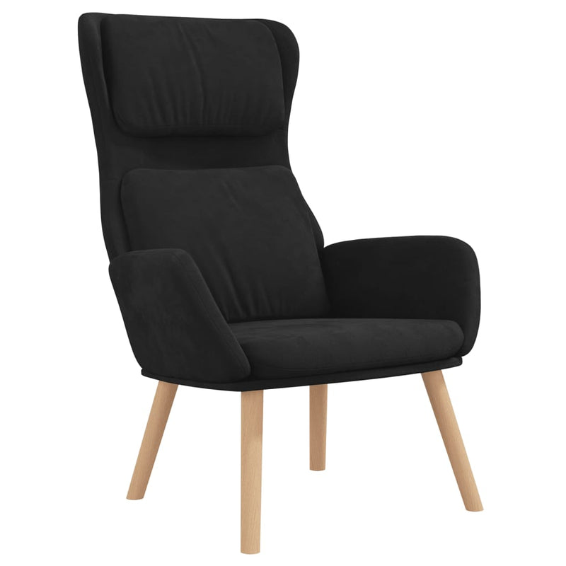 Chaise de relaxation avec tabouret Noir Velours