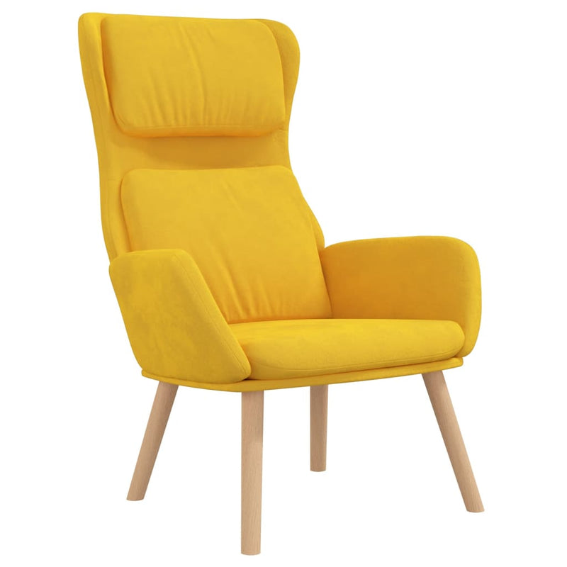 Chaise de détente et repose-pied Jaune moutarde Velours