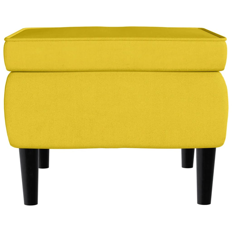 Fauteuil à oreilles avec tabouret jaune moutarde velours