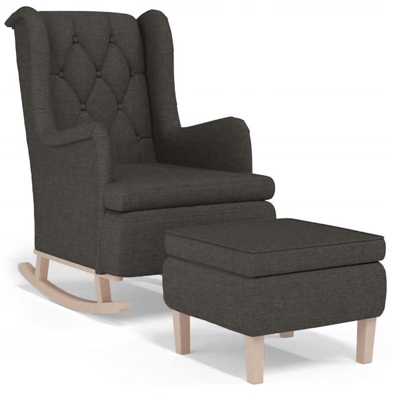 Fauteuil avec pieds à bascule et tabouret Gris foncé Tissu