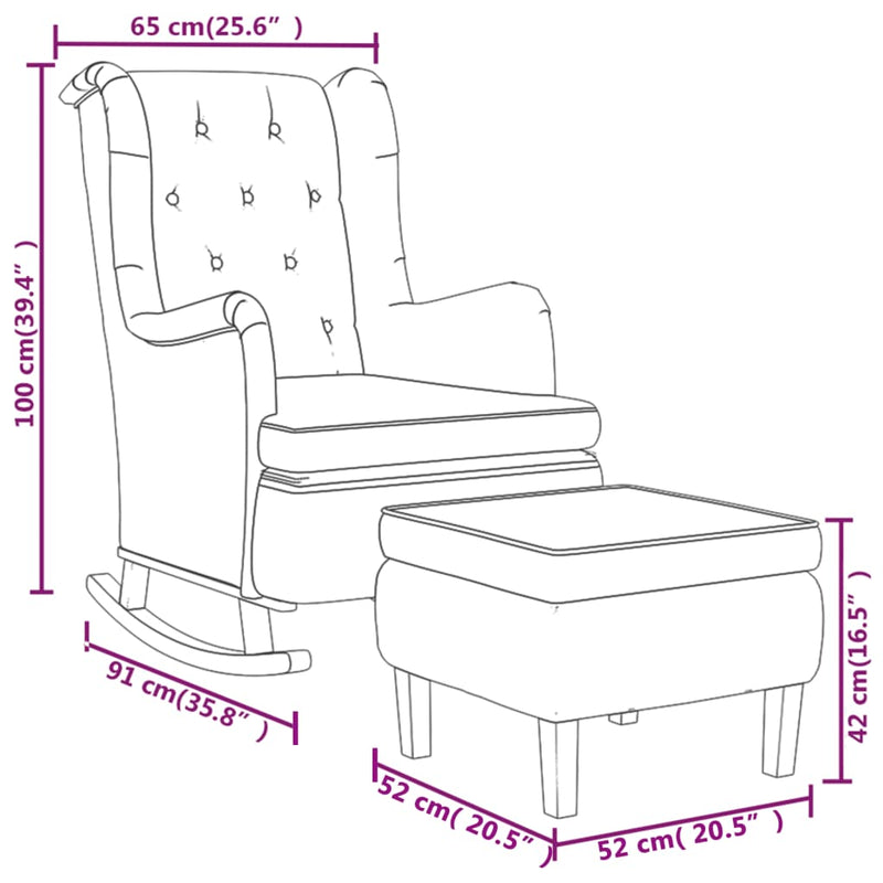 Fauteuil avec pieds à bascule et tabouret Gris foncé Tissu