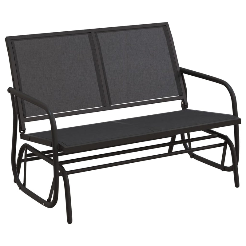 Banc oscillant de jardin noir 120,5x76x86,5 cm textilène/acier