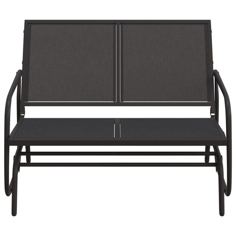 Banc oscillant de jardin noir 120,5x76x86,5 cm textilène/acier