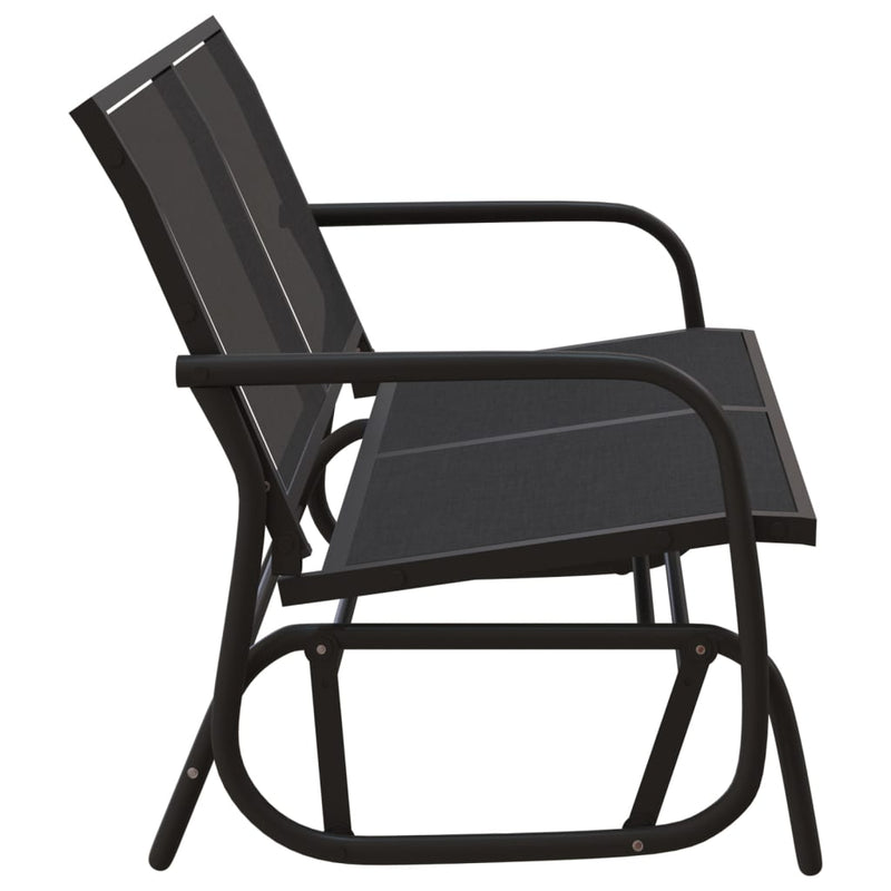 Banc oscillant de jardin noir 120,5x76x86,5 cm textilène/acier