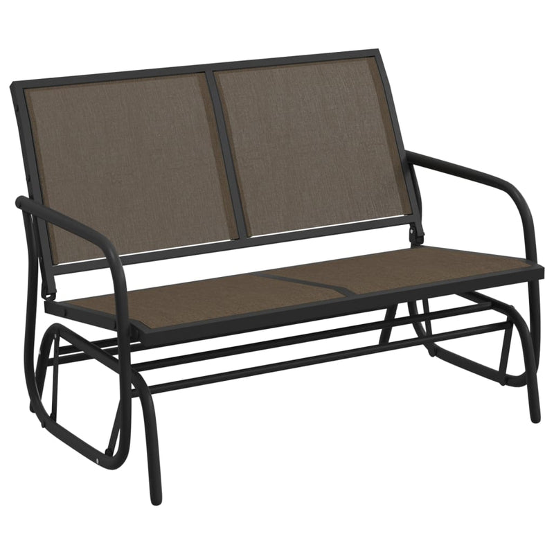 Banc oscillant de jardin marron 120,5x76x86,5cm textilène/acier