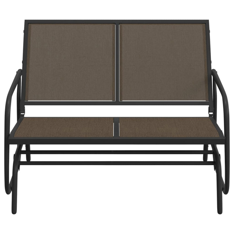 Banc oscillant de jardin marron 120,5x76x86,5cm textilène/acier