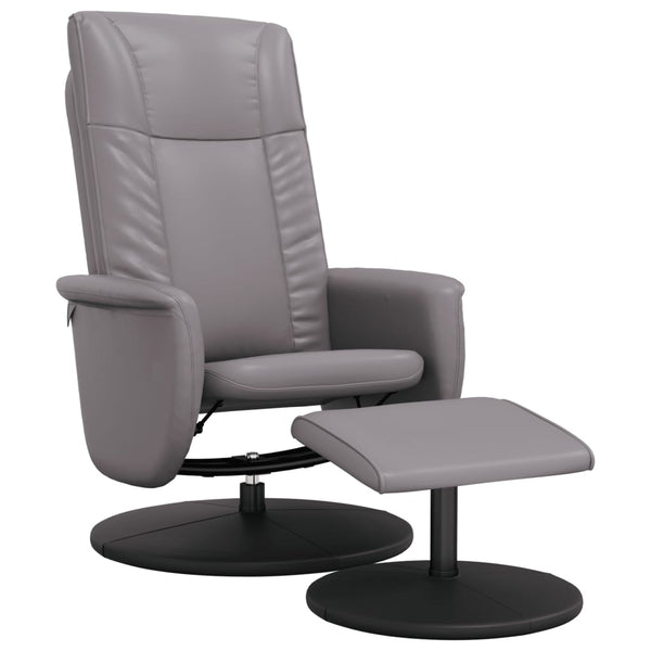 Fauteuil inclinable avec repose-pied gris similicuir