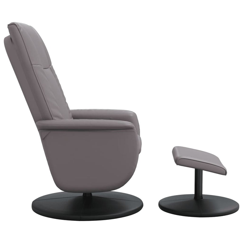 Fauteuil inclinable avec repose-pied gris similicuir