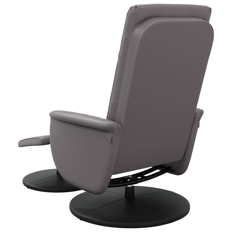 Fauteuil inclinable avec repose-pied gris similicuir