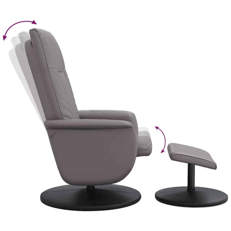 Fauteuil inclinable avec repose-pied gris similicuir