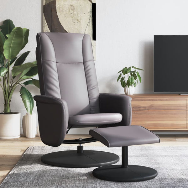 Fauteuil inclinable avec repose-pied gris similicuir