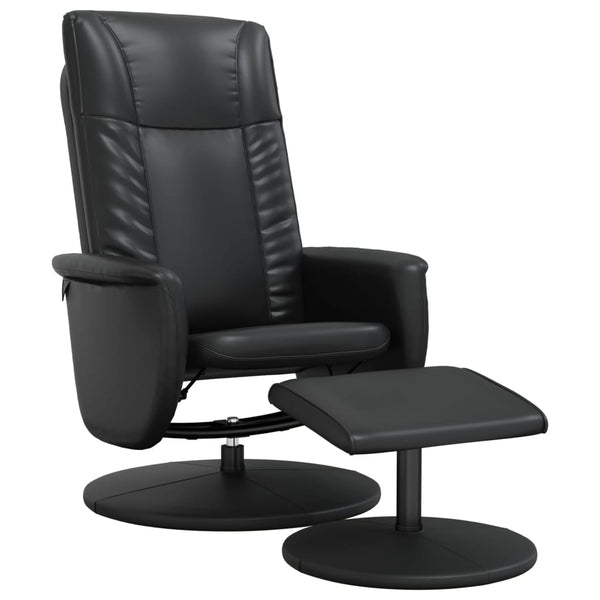 Fauteuil inclinable avec repose-pied noir similicuir