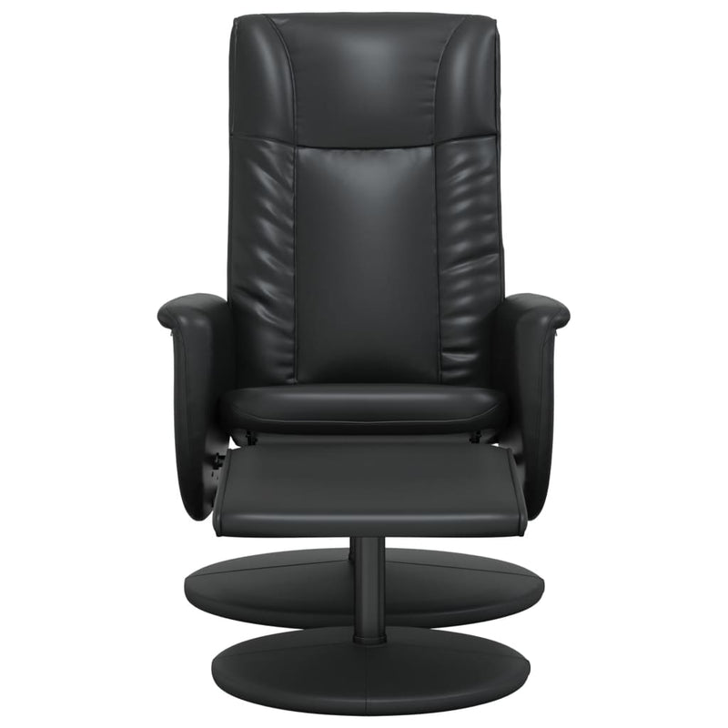 Fauteuil inclinable avec repose-pied noir similicuir