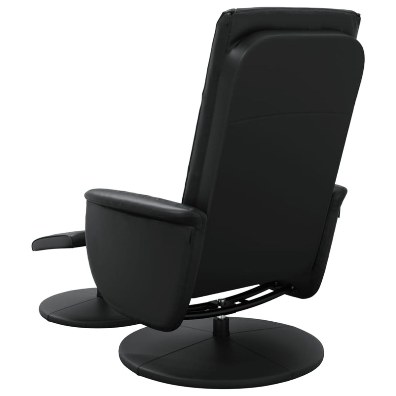 Fauteuil inclinable avec repose-pied noir similicuir