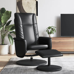 Fauteuil inclinable avec repose-pied noir similicuir