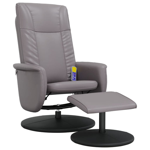 Fauteuil inclinable de massage avec repose-pied gris similicuir