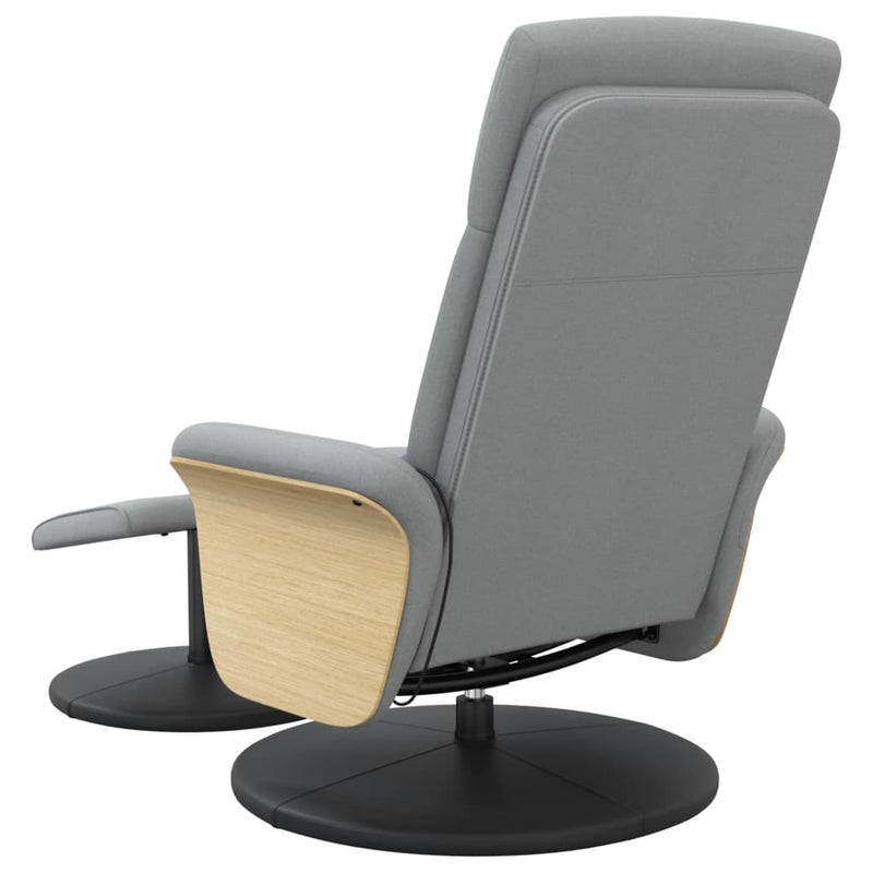 Fauteuil inclinable de massage et repose-pied gris clair tissu