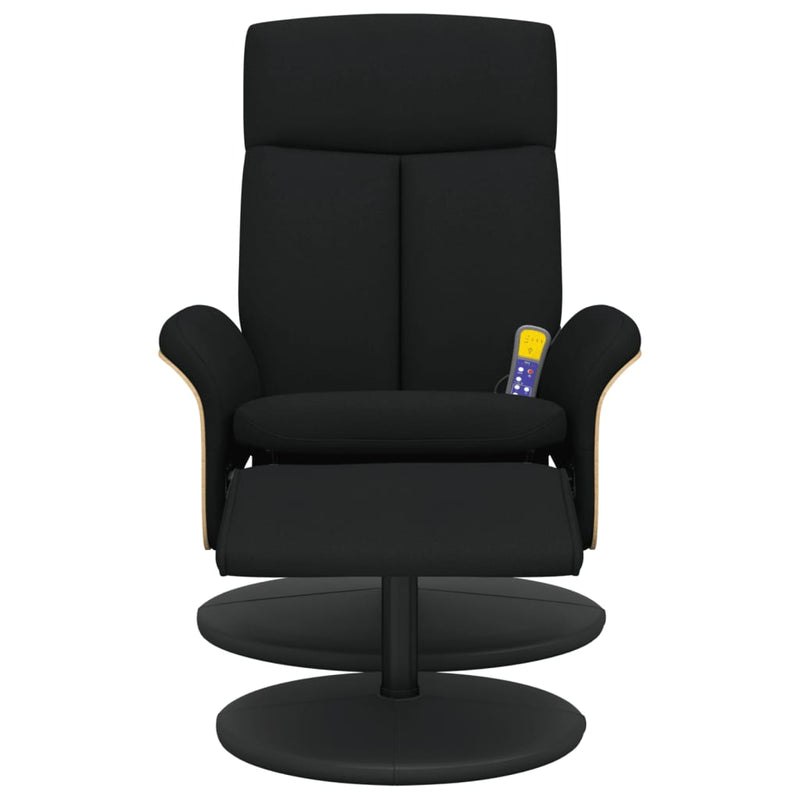 Fauteuil de massage inclinable avec repose-pied noir tissu