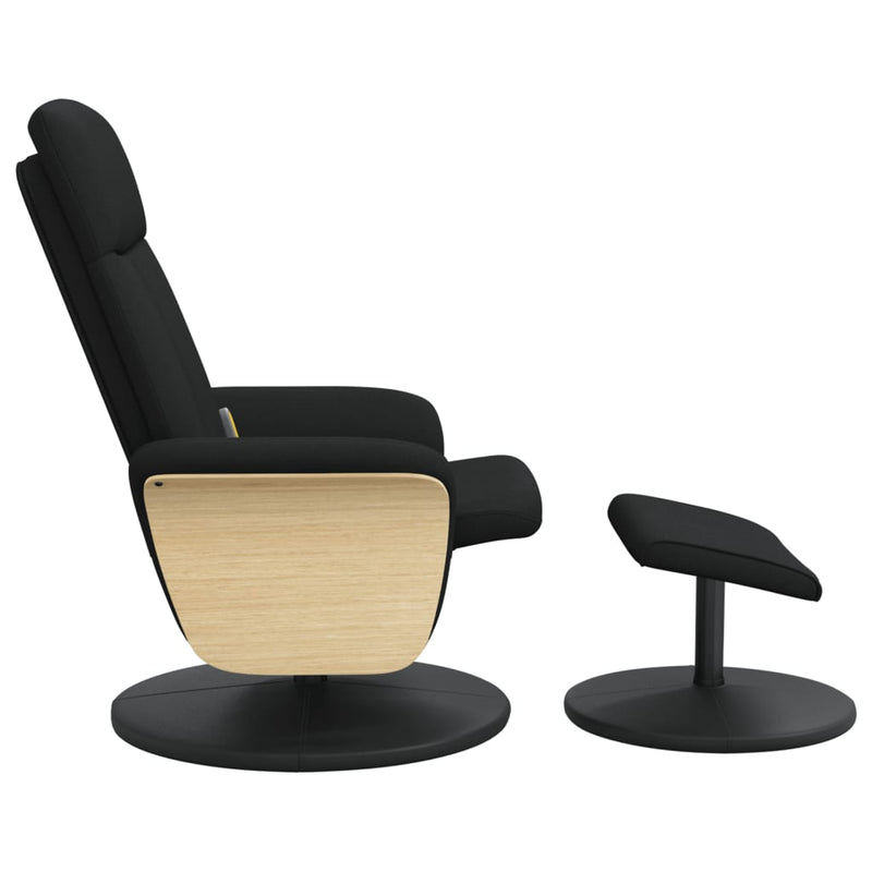 Fauteuil de massage inclinable avec repose-pied noir tissu