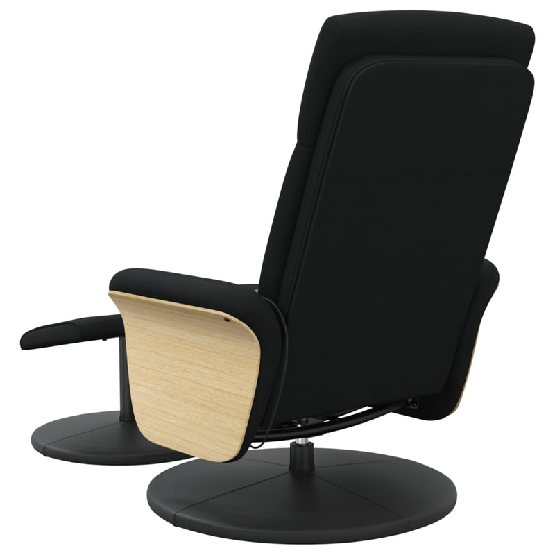 Fauteuil de massage inclinable avec repose-pied noir tissu