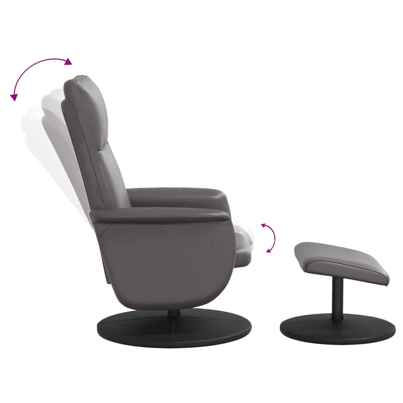 Fauteuil inclinable avec repose-pied gris similicuir