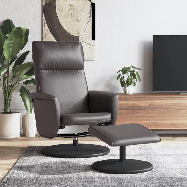 Fauteuil inclinable avec repose-pied gris similicuir